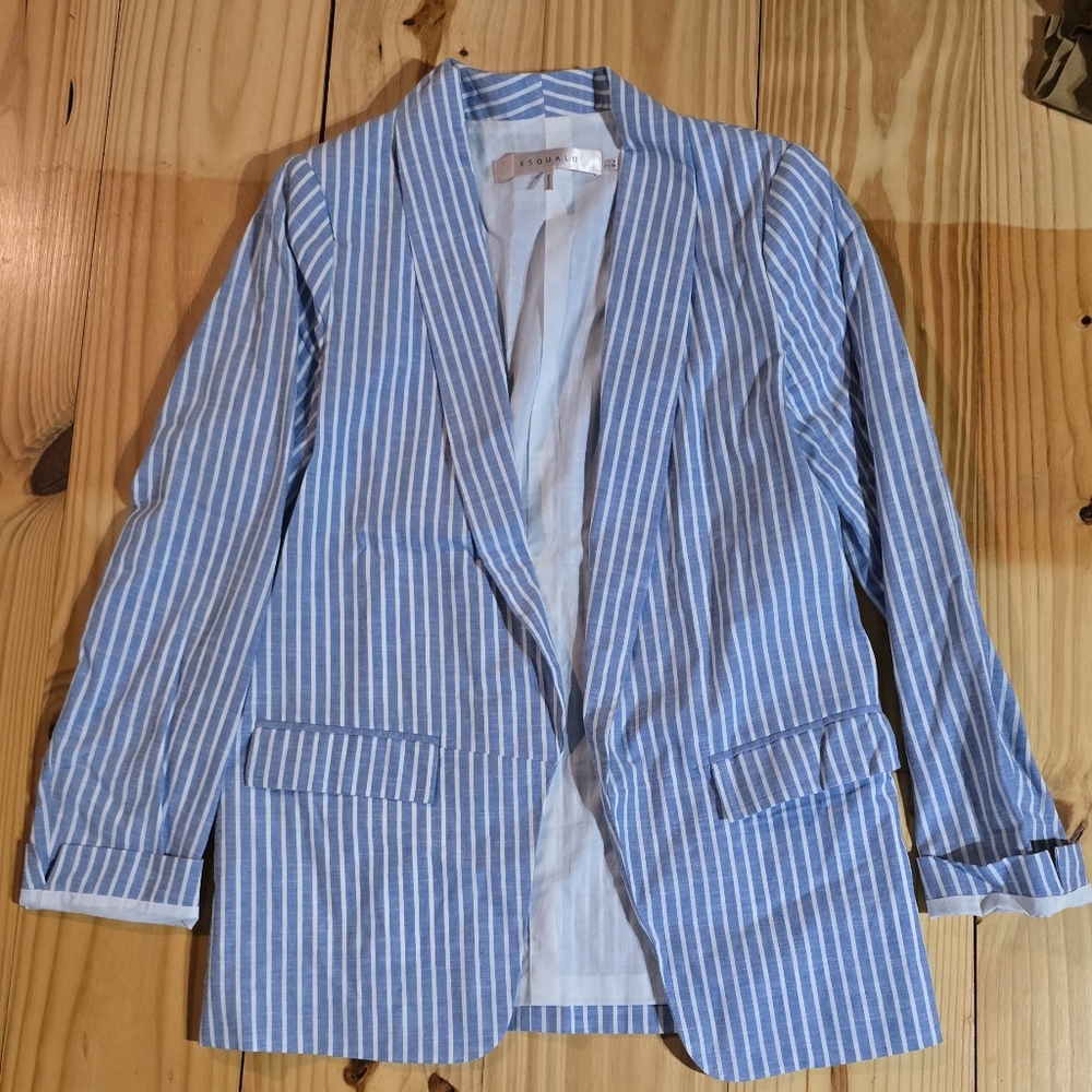 Blue and White Striped Blazer 100% Cotton